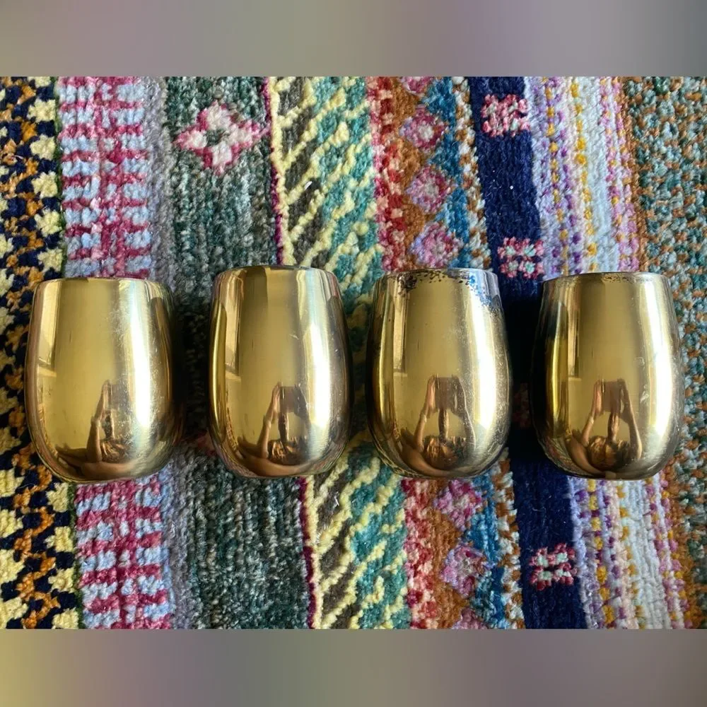 Anthropologie 4 Gold Stainless Steel Wine Mug Cups